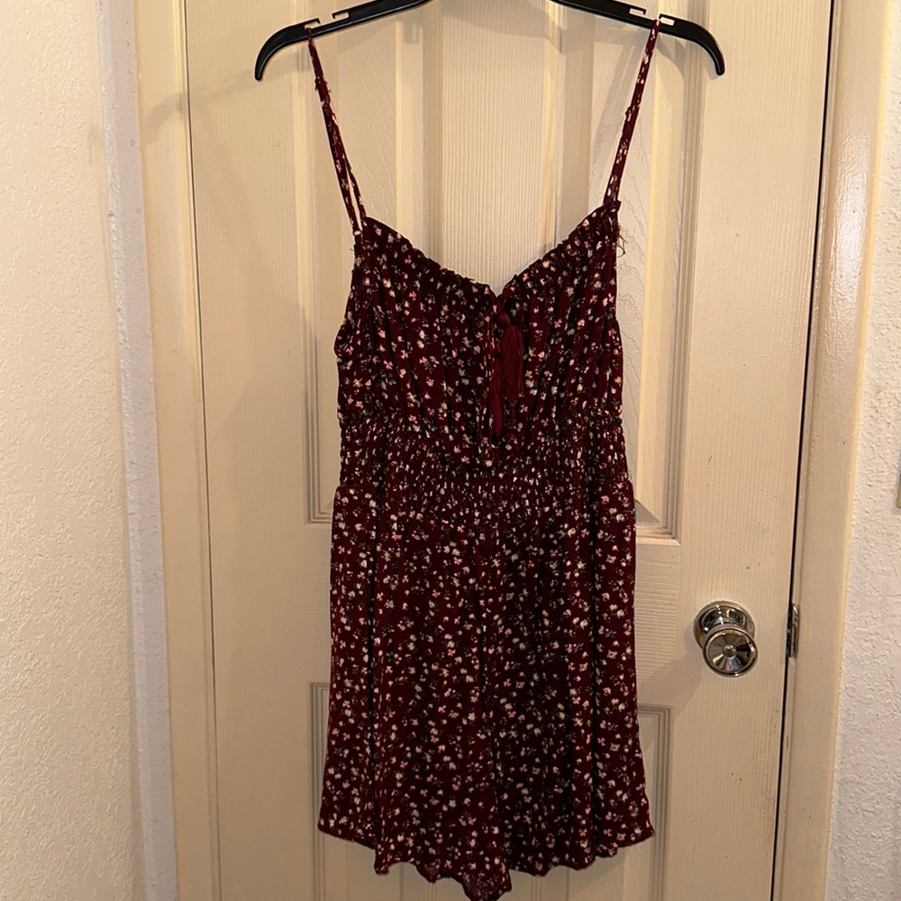Never worn floral maroon romper